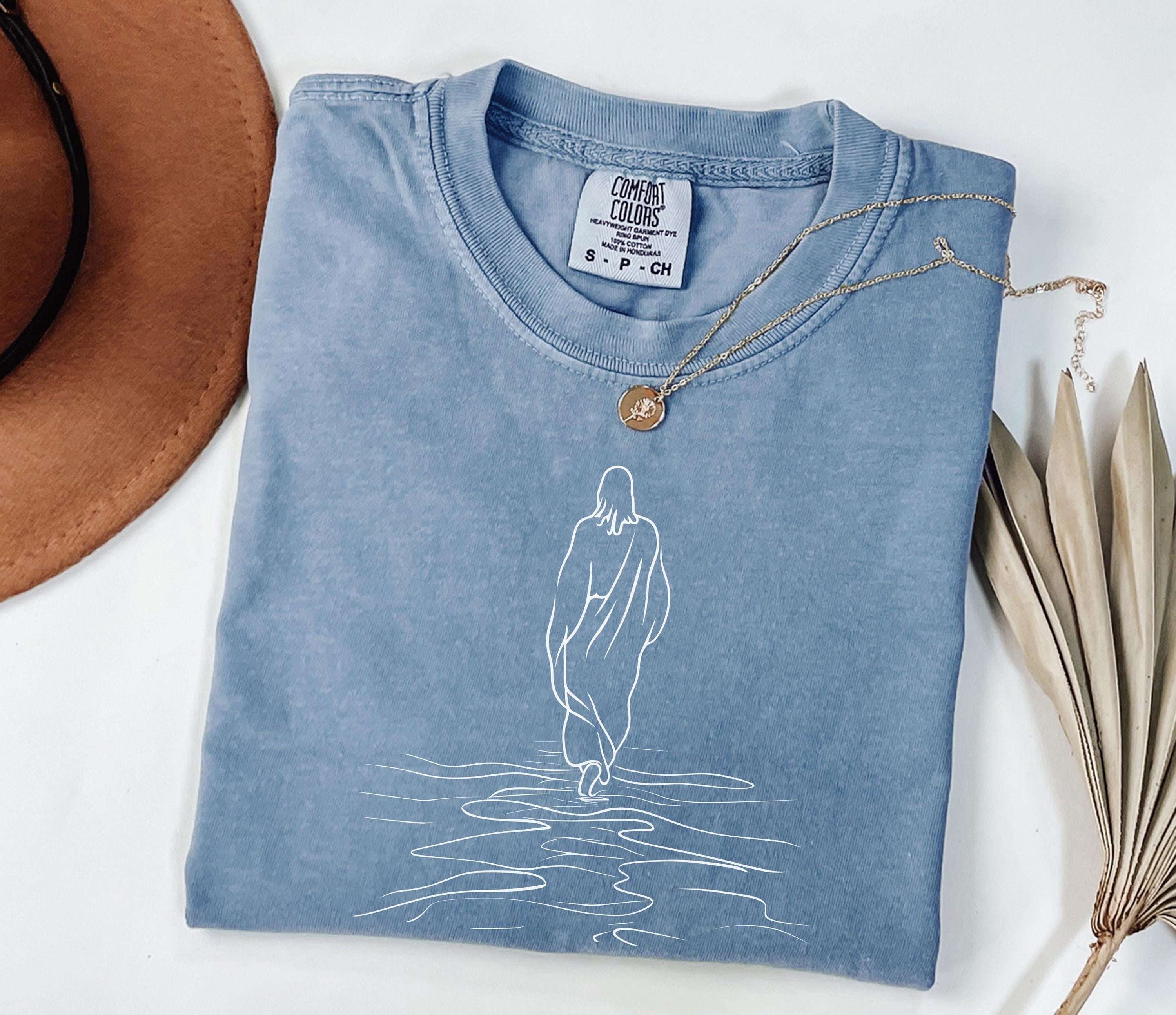 Comfort Colors ® Jesus Walk on Water Boho Christian Graphic Tshirt, Christian shirt, Christian Gifts, Bible verse tee, Faith Trendy Retro
